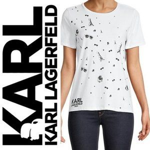 Karl Lagerfeld Paris Rhinestone Logo T Shirt Size Xs